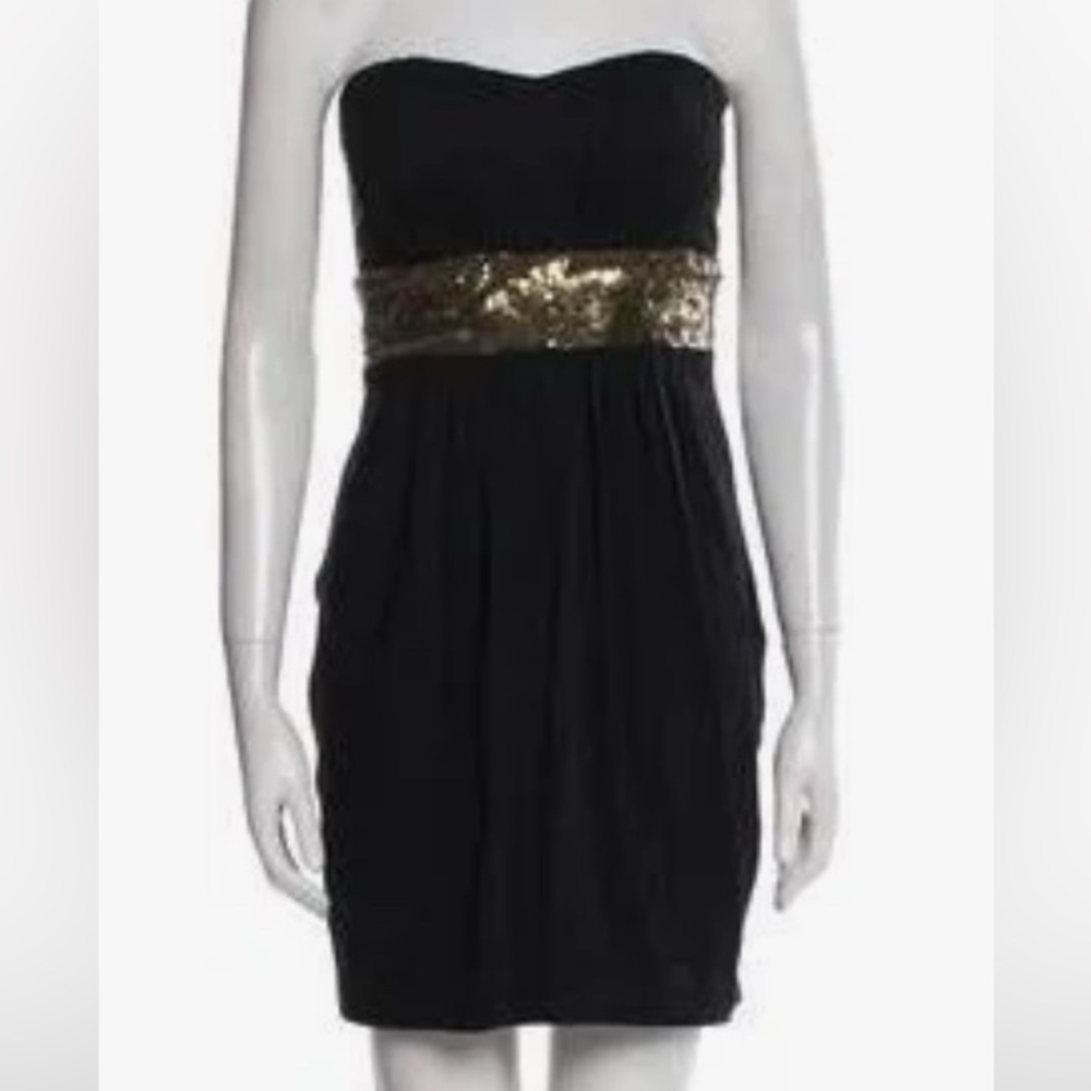 NWT the real real Robert Rodriguez black label Noir sequin Trim strapless Dress